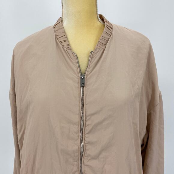 ZARA TRF Flowing Sateen Bomber Jacket Size M Full Zip Jacket Lightweight Layer - Picture 2 of 6